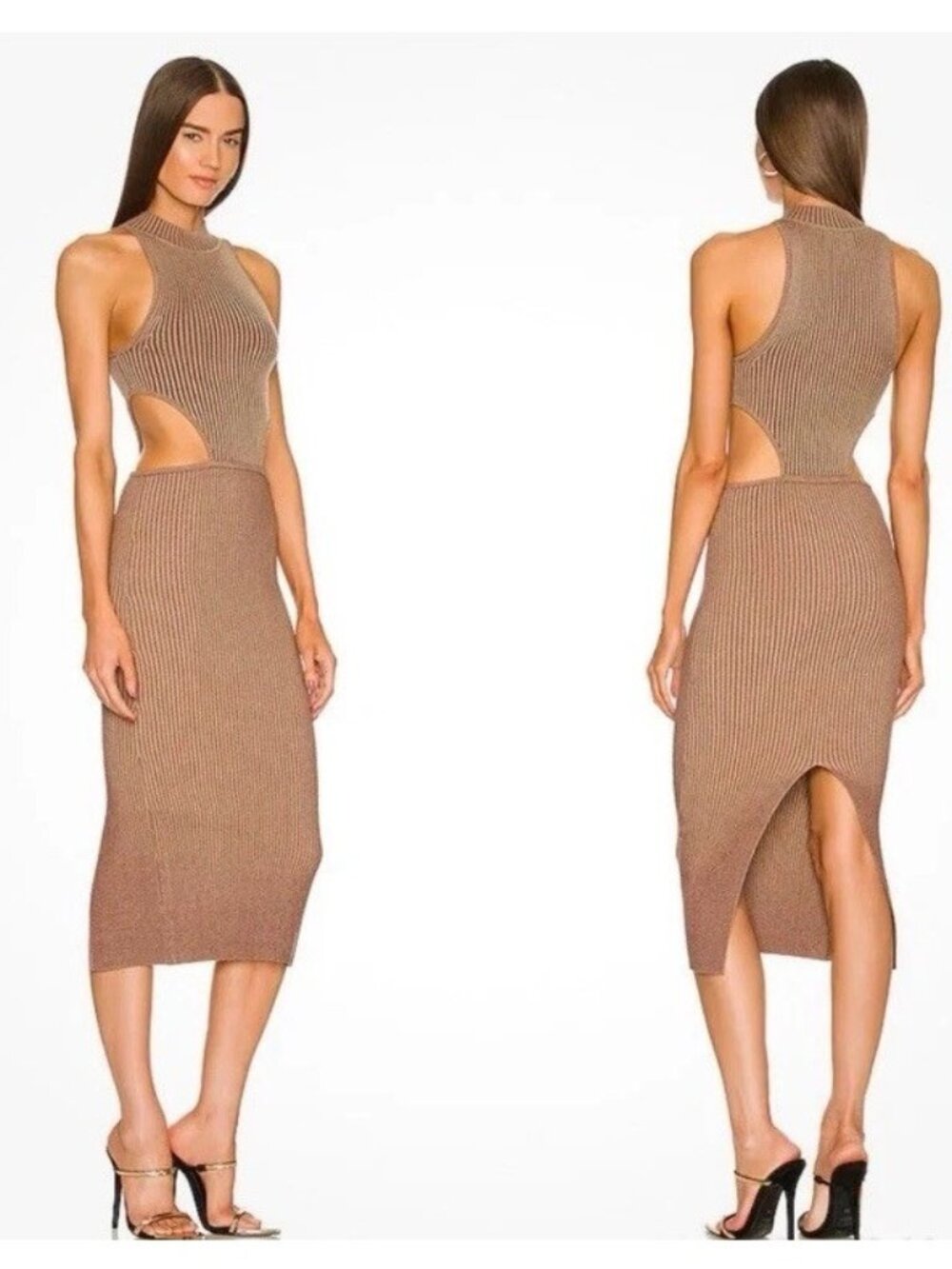 Michael Costello x REVOLVE Lenora Dress in Brown Size Medium Cut Out Bodycon